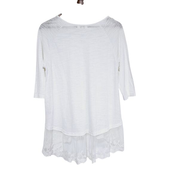Umgee Tunic Top White Lace Neutral Wardrobe Staple Oversized Women's Size S - Picture 2 of 6